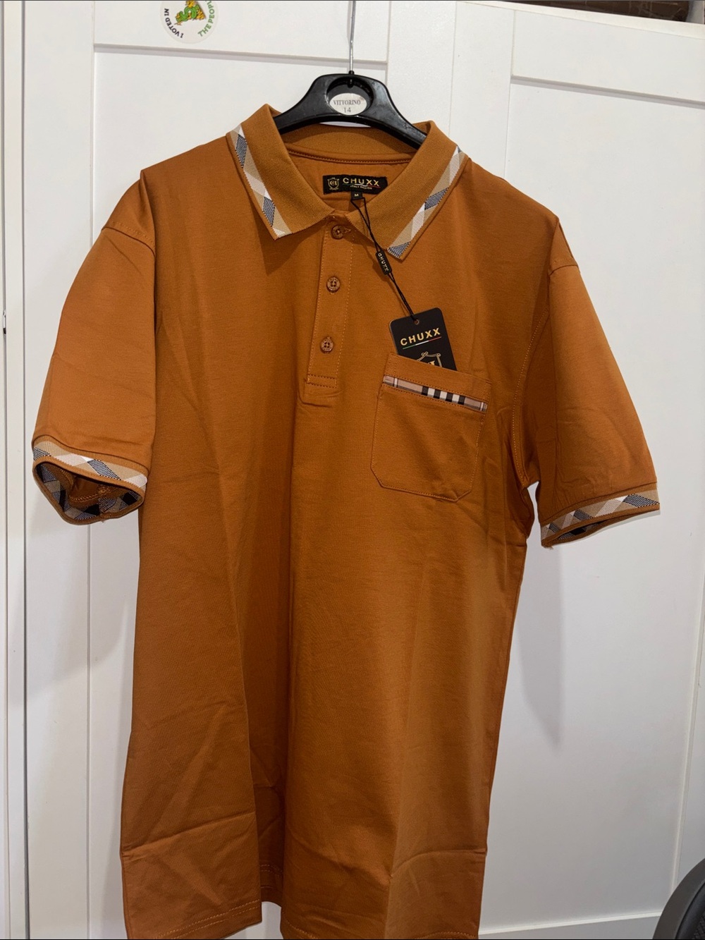 Men's Rust Orange Polo Shirt with Contrast Trim